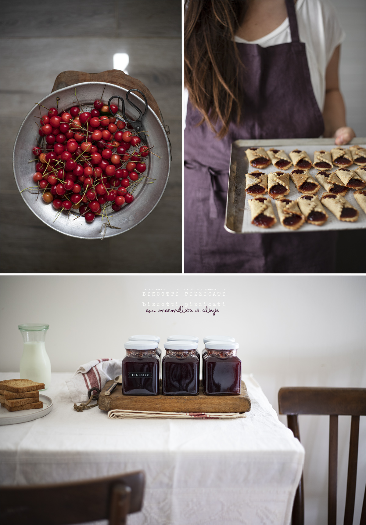 biscotti pizzicati e marmellata di ciliegie